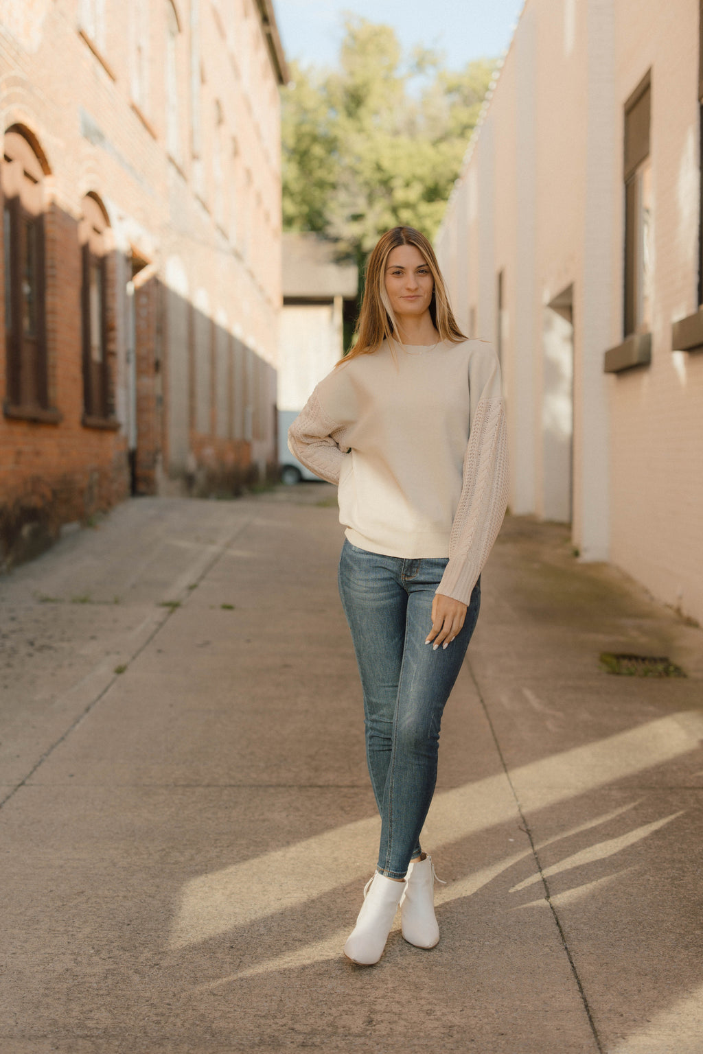 Essie Cable Knit Sleeve Sweater
