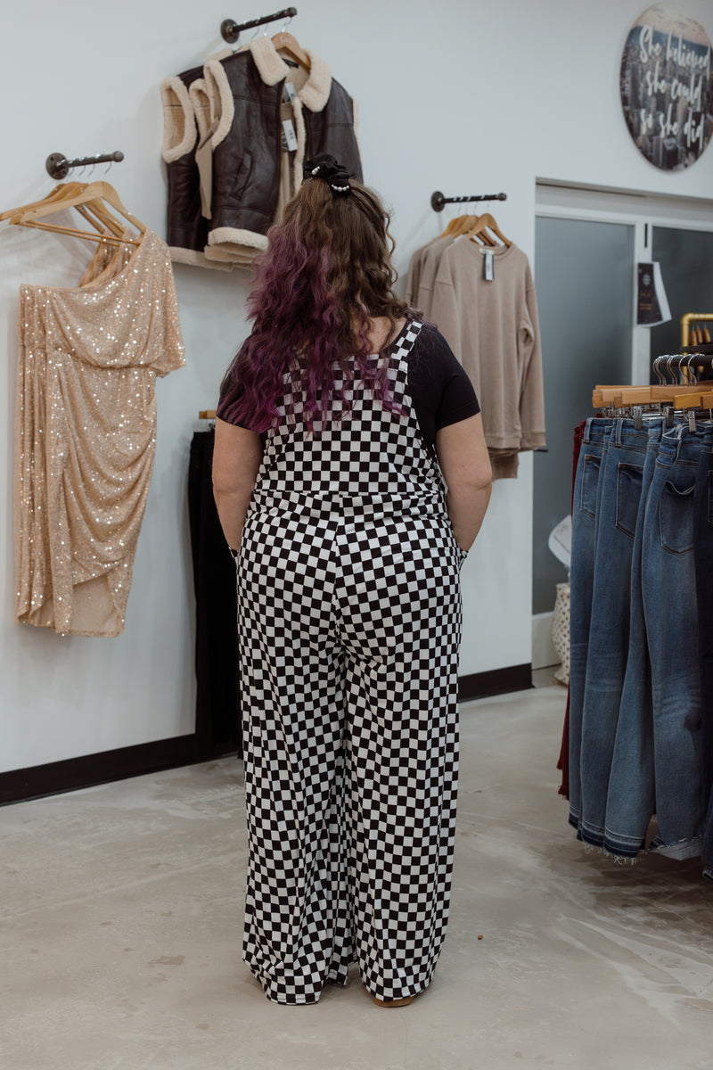 Checkered Boho Overalls