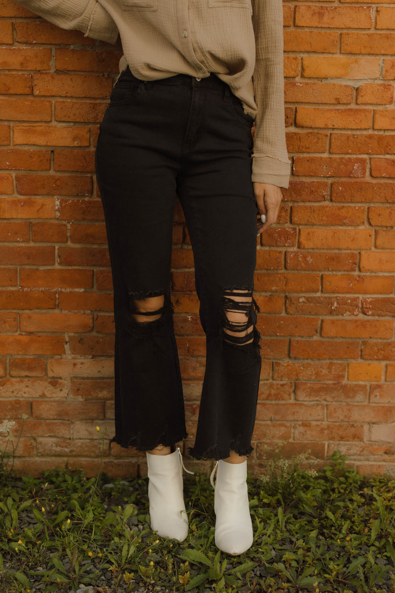 Michayla Acid Wash High Waisted Distressed Jeans