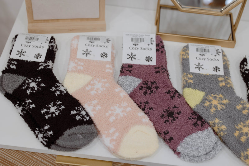 Soft Snowflake Fuzzy Socks