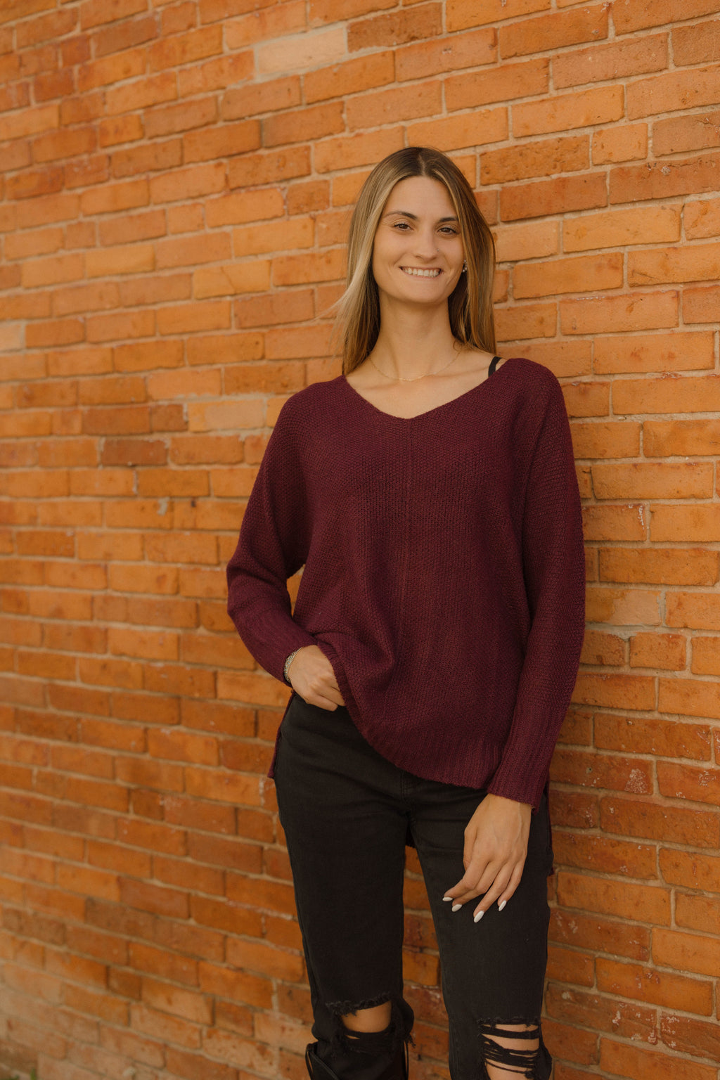 Falling for Plum Textured sweater