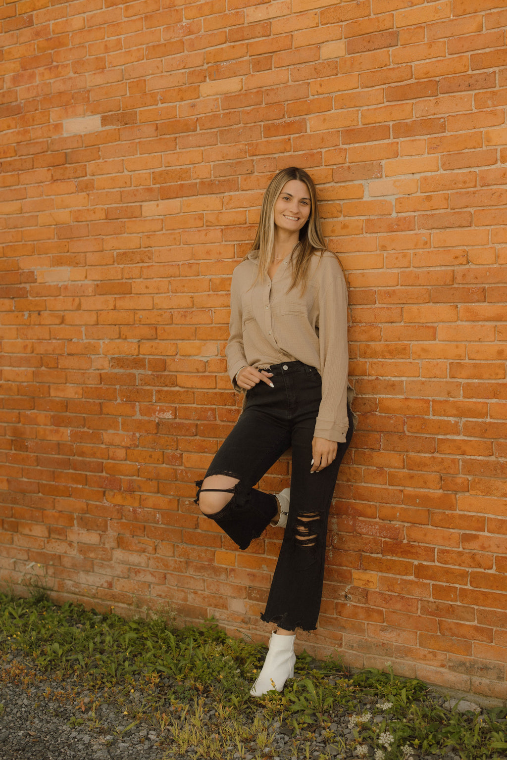 Michayla Acid Wash High Waisted Distressed Jeans