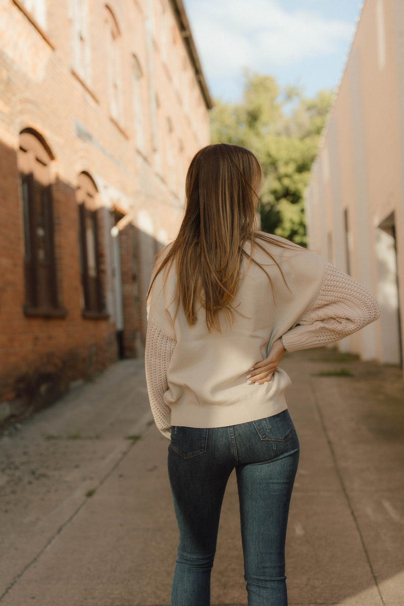 Essie Cable Knit Sleeve Sweater