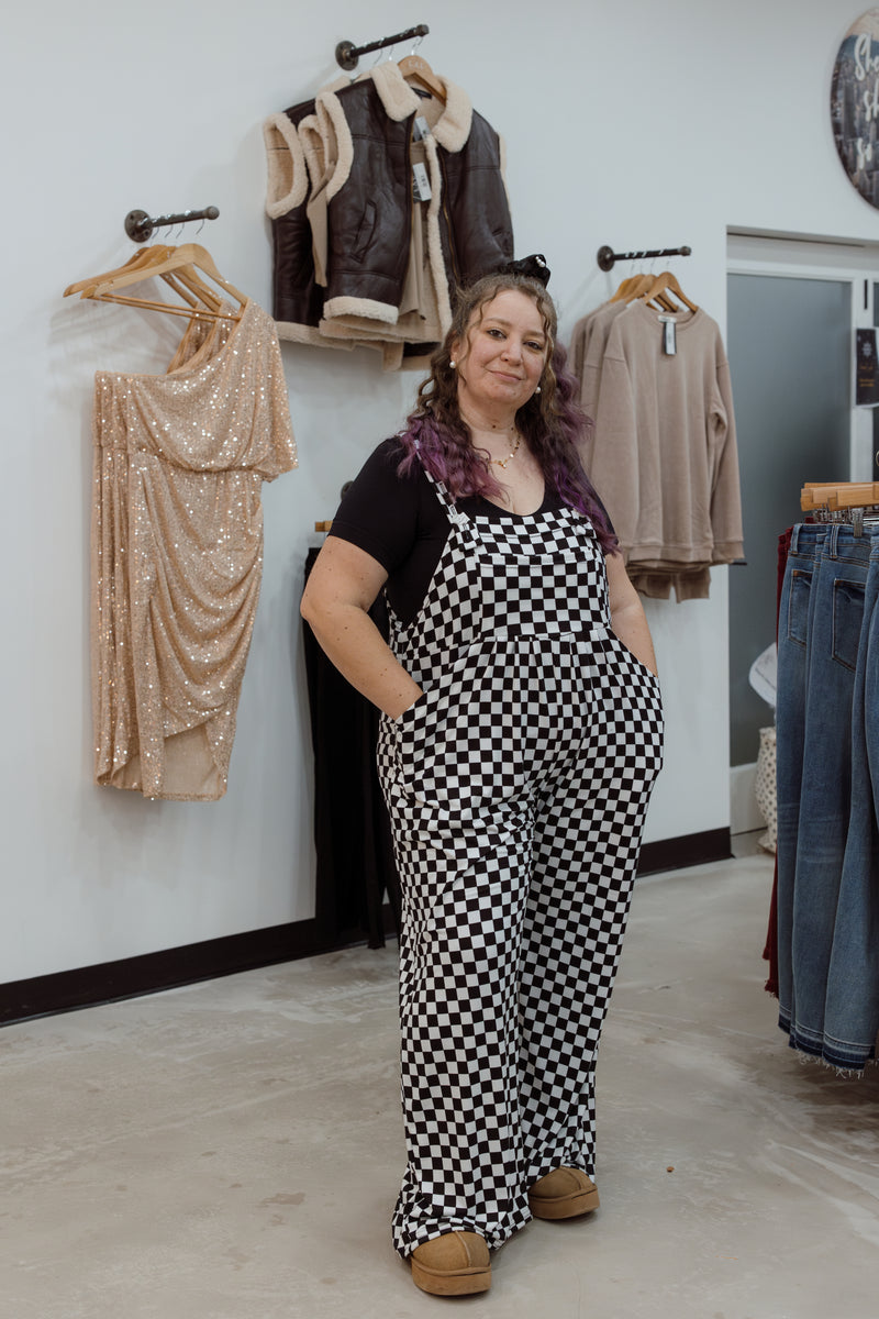 Checkered Boho Overalls