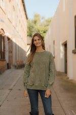 Falling For You Acid Wash Pullover