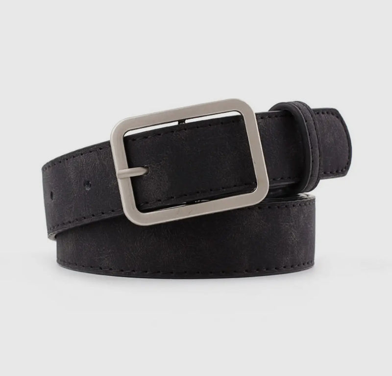 Retro Big Buckle Black Belt