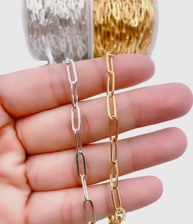 Silver Paperclip Chain Charm Bar