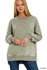 Falling For You Acid Wash Pullover