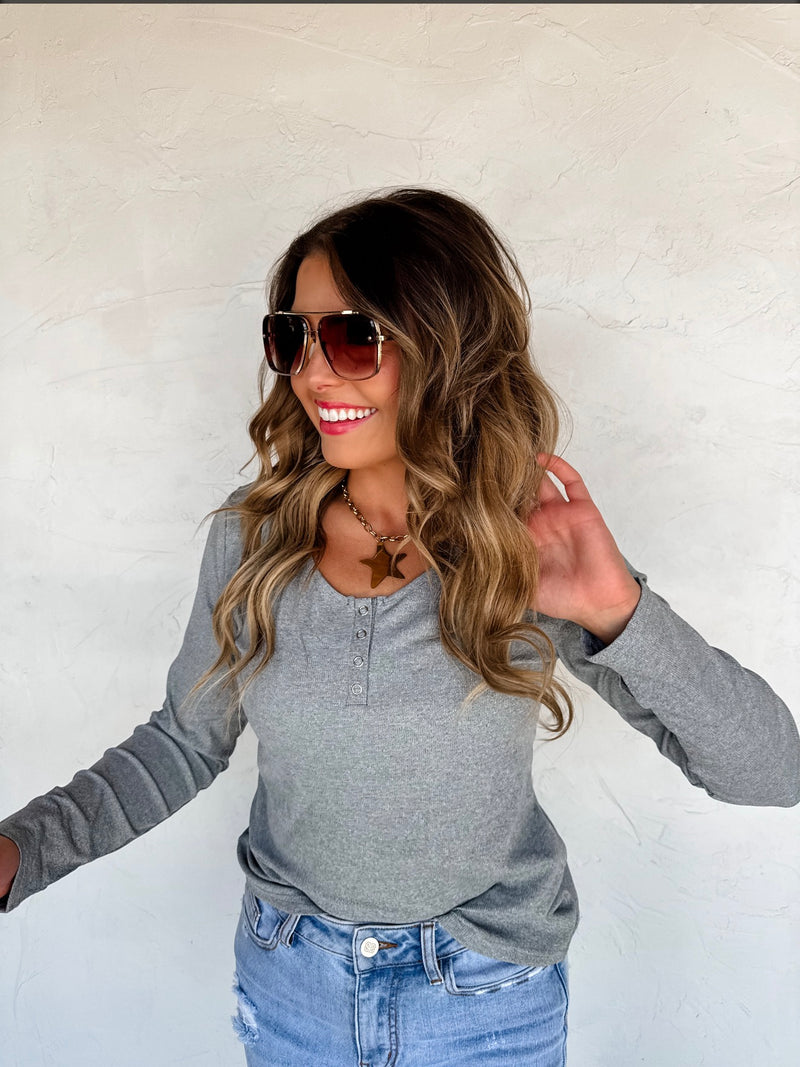 Brooklyn Snap Henley Top