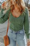 Sweetest Thing Olive Textured Long Sleeve Top