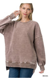 Falling For You Acid Wash Pullover