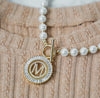 Gold Pearl Chain Radiant Initial Necklace