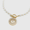 Gold Pearl Chain Radiant Initial Necklace