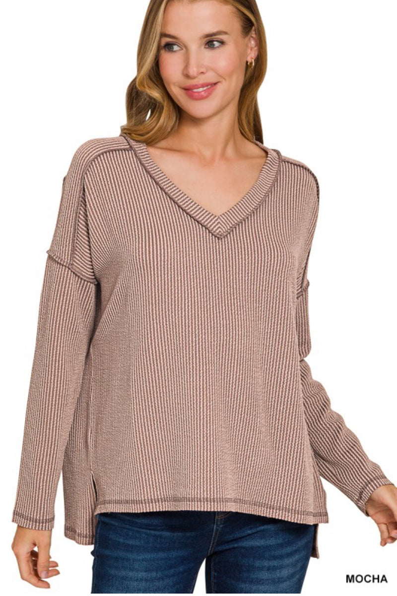 Vanna Ribbed Long Sleeve Top