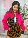 Courtney Sherpa Hot Pink Leopard Zip-Up
