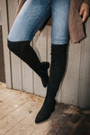 Adele Black Suede Over The Knee Boots