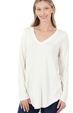 Soft and Sexy Long Sleeve V-neck Tee