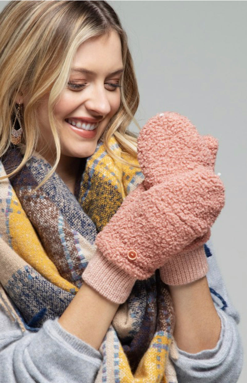 Teddy Bear Pop-Top Mittens